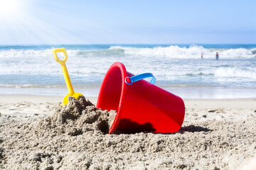 Beach toys in the sand