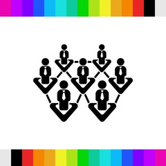 Business people team crowdy walk silhouette concept businesspeople group human resources over world map background vector icon