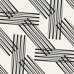 Abstract concept vector monochrome geometric pattern. Black and white minimal background. Creative illustration template. Seamless stylish texture. For wallpaper, surface, web design, textile, decor.