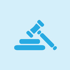 Auction hammer pictogram. Law judge gavel icon. Flat design style.