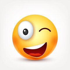 Smiley,smiling angry,sad,happy emoticon. Yellow face with emotions. Facial expression. 3d realistic emoji. Funny cartoon character.Mood. Web icon. Vector illustration.