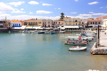 Fototapeta na wymiar View of the old harbor of Rethymno. Crete, Greece.