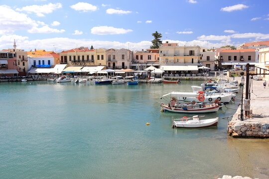 View of the old harbor of Rethymno. Crete, Greece.