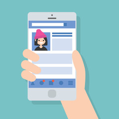 Social media profile page. Mobile version. Flat editable vector illustration, clip art