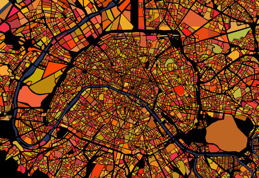 vector map of the city of Paris, France