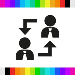 Business people team crowdy walk silhouette concept businesspeople group human resources over world map background vector icon