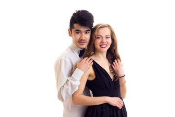 Obraz na płótnie Canvas Young couple in formal dresses 