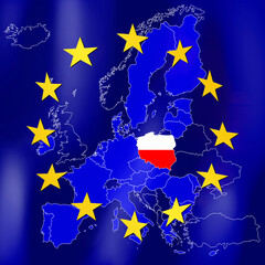 Obrazy  Mapa UE - Polska