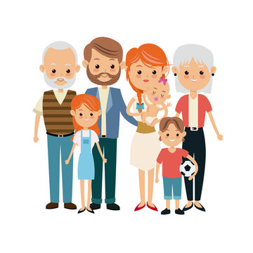 very adorable big family portrait including grandparents vector illustration