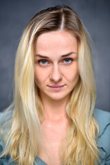 Naklejka premium Portrait of a girl blonde, closeup