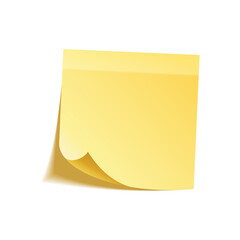 Sticky note with shadow isolated on transparent background. Yellow paper. Message on notepaper.Reminder. Vector illustration.