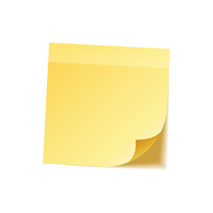 Sticky note with shadow isolated on transparent background. Yellow paper. Message on notepaper.Reminder. Vector illustration.