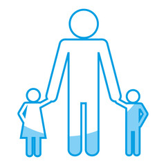 pictogram father with his kids icon over white background. vector illustration