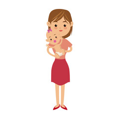 family mother carrying her baby cute image vector illustration