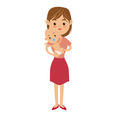 family mother carrying her baby cute image vector illustration