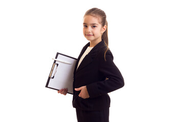 Little girl in black jacket 