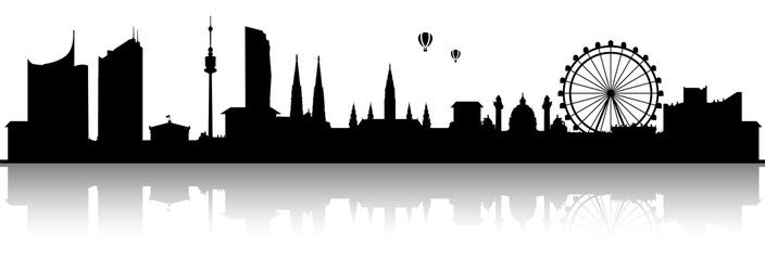 Fototapeta premium Czarna sylwetka panoramę Wiednia