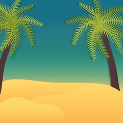 beach with palms. colorful design. vector illustration