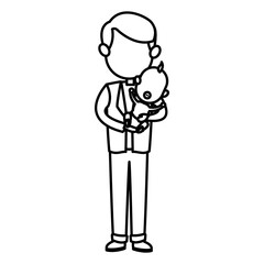 cute father holding her baby son image vector illustration