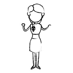 portrait of pretty teenage girl. daughter, sister standing. vector illustration
