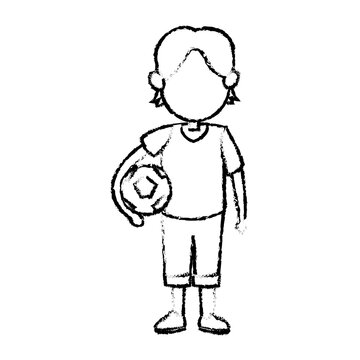 cartoon boy kid holding ball soccer image vector illustration