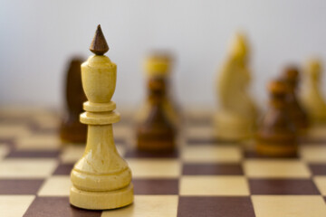 Concept of leadership, success, motivation. Chess pieces on the Board.