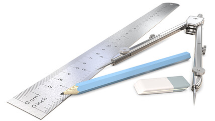 Architectural and Engineering. Architectural or Engineering workplace objects. Ruler, Pencil,...