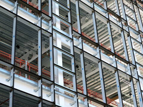 metal framework of a modern highrise office development