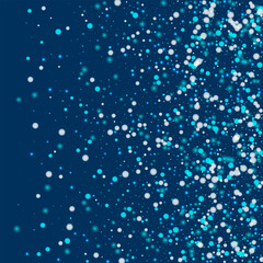 Beautiful falling snow. Right gradient with beautiful falling snow on deep blue background. Vector illustration.