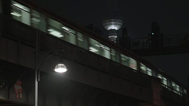 Train Passing By Berlin Tv Tower