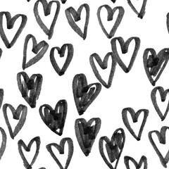 Pattern of hearts hand drawn vector sketch. Seamless heart art background hand drawn by marker or felt-tip pen drawing. Romantic symbols for love greeting valentines elements.