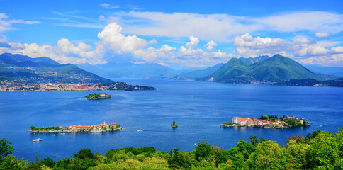Panoramic view of Lago Maggiore lake, Italy