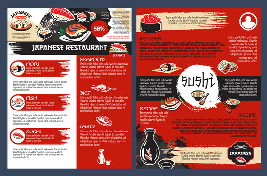 Sushi bar and japanese seafood restaurant poster