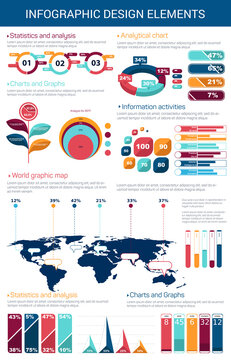 Infographic design element with graph and chart
