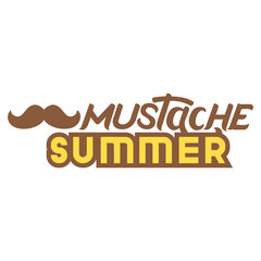 Lettering hand drawn mustache summer with mustache logo