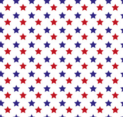 Independence Day of America seamless pattern. July 4th  endless background. USA national holiday repeating texture with stars. Vector illustration