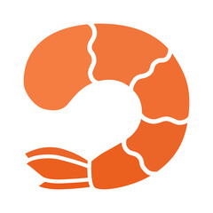 Cooked headless shrimp / prawn tail flat vector color icon for food apps and websites