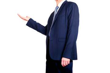 Businessman holding something invisible