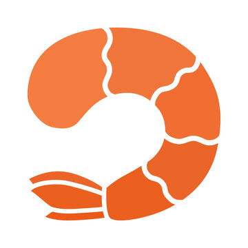 recommend clip art: Cooked headless shrimp / prawn tail flat vector color icon for food apps and websites