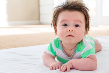 Fototapeta premium Baby boy playing on his tummy