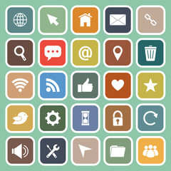 Website flat icons on green background
