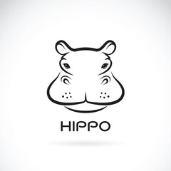 Vector of a hippo face design on white background. Wild Animals.