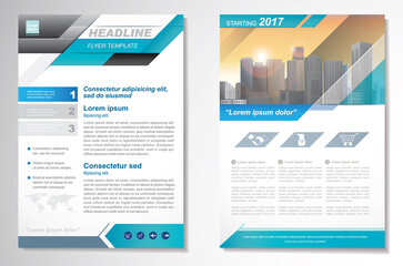 Template vector design for Brochure, Annual Report, Magazine, Poster, Corporate Presentation, Portfolio, Flyer, Website, layout with green and blue color size A4, Front and back, Easy to use and edit.