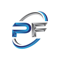 Simple initial letter logo modern swoosh PF