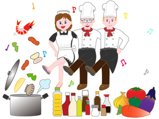 コックとメイドのダンス