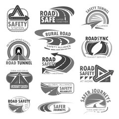 Vector icons set for road safety construction