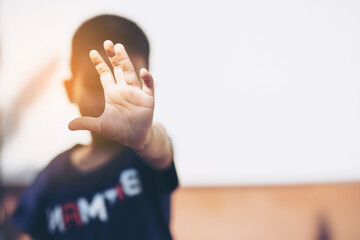 Stop abusing boy violence. child bondage in angle image blur , Human Rights Day concept.,human...