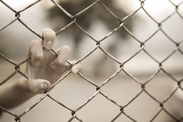 Stop abusing boy violence. child bondage in angle image blur , Human Rights Day concept.,human...