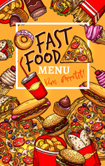Vector menu template of fast food restaurant