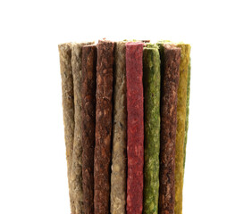 Colorful dog food isolated on white